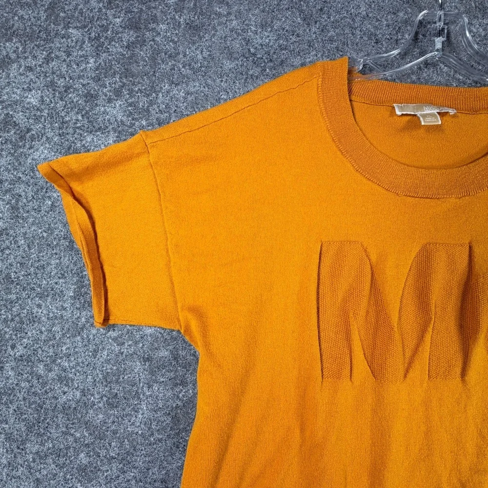 Michael‎ Kors Short-Sleeve Crop Top Womens XL Mustard Everyday Comfy Crewneck